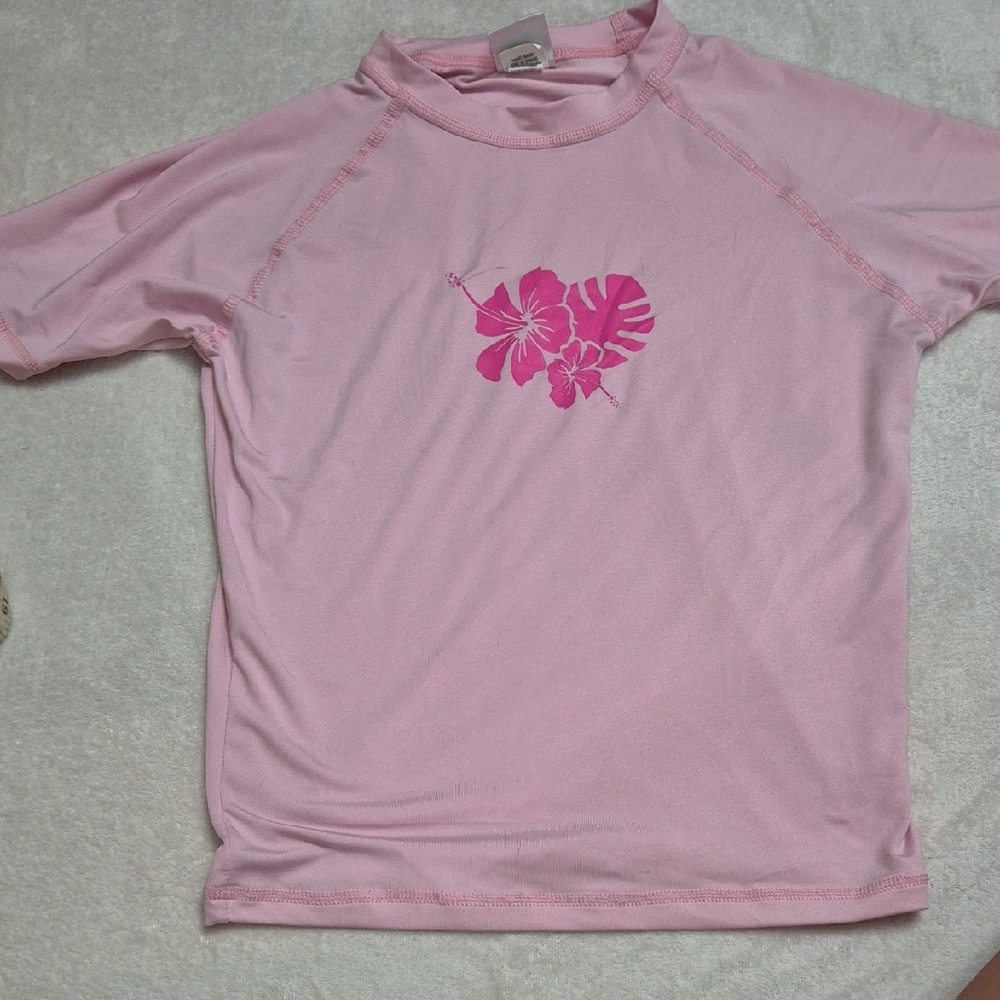 Kids Pink Rash Guard Swim Shirt
